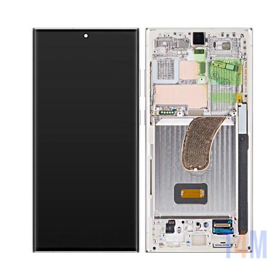 Touch+Display Com Frame Samsung Galaxy S23 Ultra 5g/S918 6,8" Service Pack (GH82-30465B/30466B) Creme